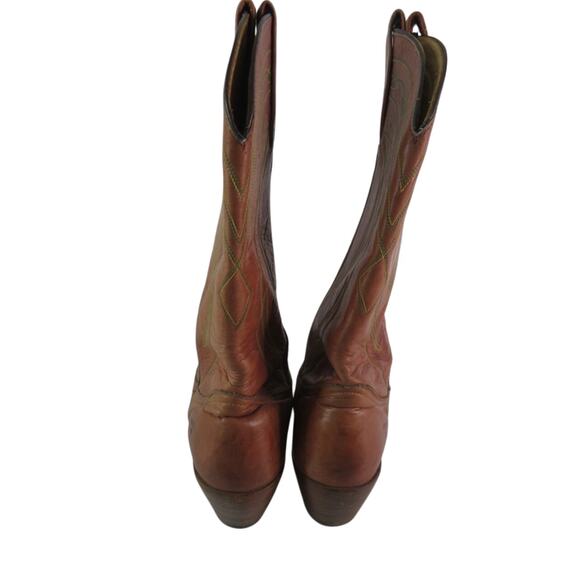 Frye Made in USA Brown Leather Cowboy Boots 10.5D Vintage 90s - Picture 4 of 11